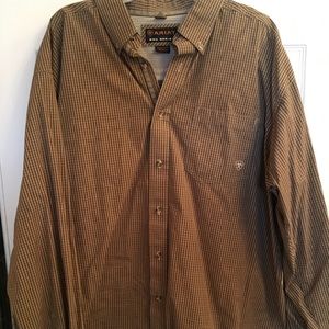 Ariat brown plaid long sleeve button down shirt